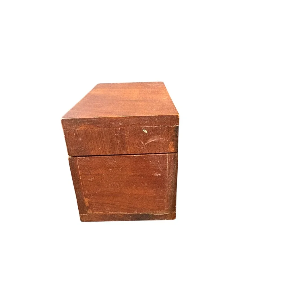 Vintage Wooden Recipe Box Rustic Farmhouse‎ Kitchen Index Card Storage Box
